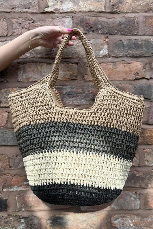 Kenza Raffia Bucket Bag Mono 